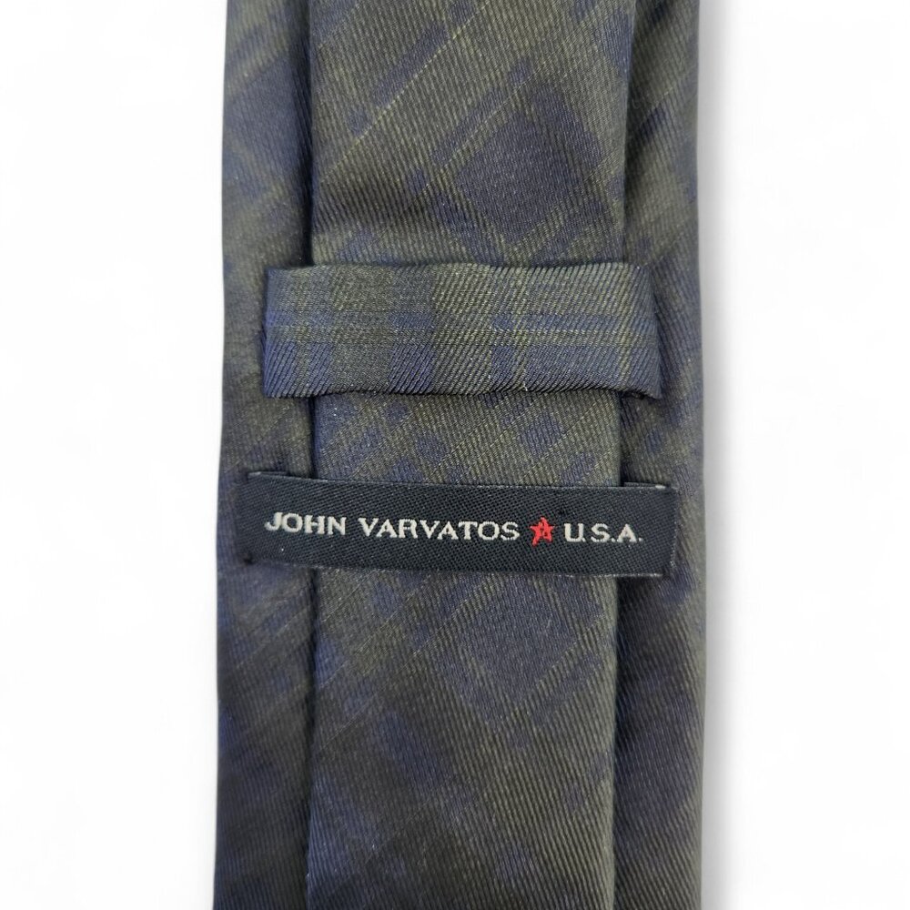 John Varvatos Hooker’s Green & Black Plaid Silk Tie - Picture 3 of 4